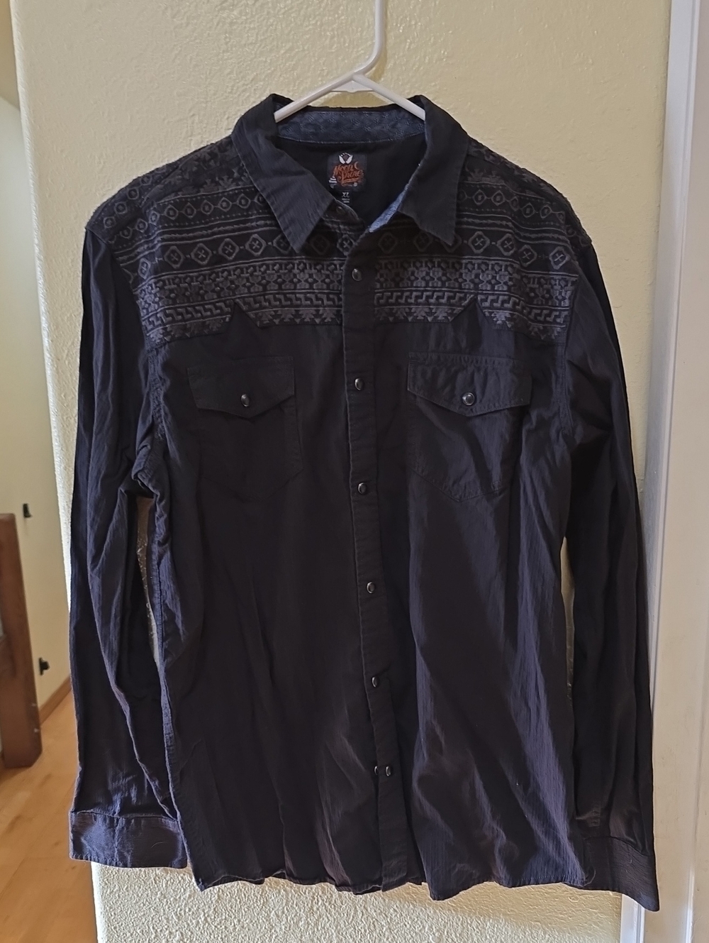 Moonshine Spirit Men's Black Patterned Lightweight Shirt Jacket - Unknown Brand